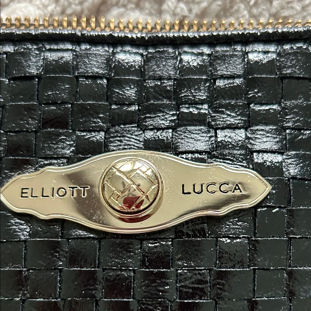 Elliott Lucca Shiny Black Woven Shoulder Bag